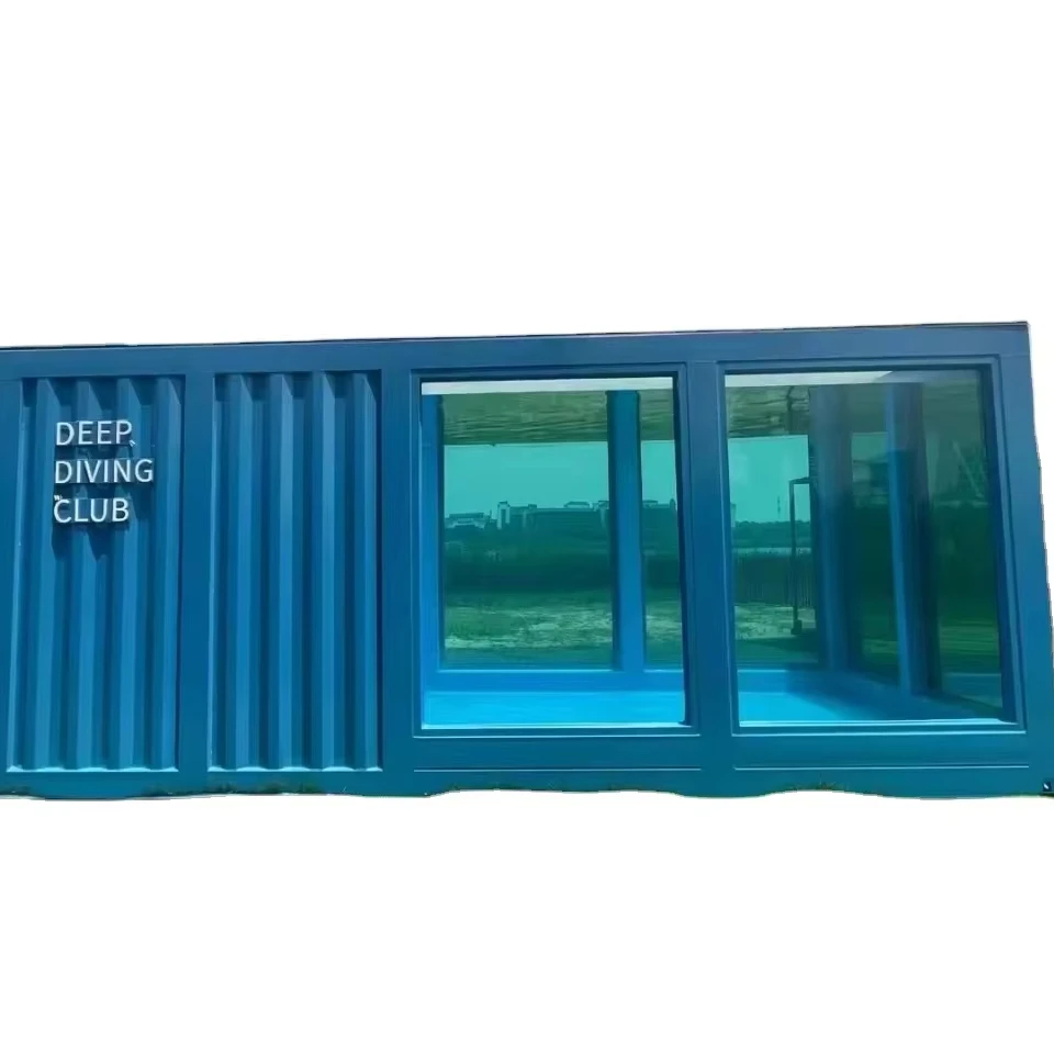 High quality custom size portable mobile outdoor ground visible glass sea shipping container pool 20 ft 40 ft swim spa