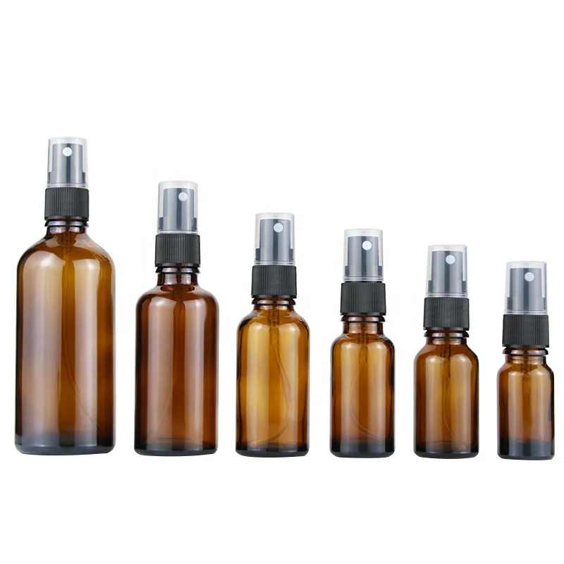 spray bottles empty cosmetic bottle 10 ml 15 ml 30 ml 50 ml 100 ml frosted amber glass bottle with 18mm mist spray