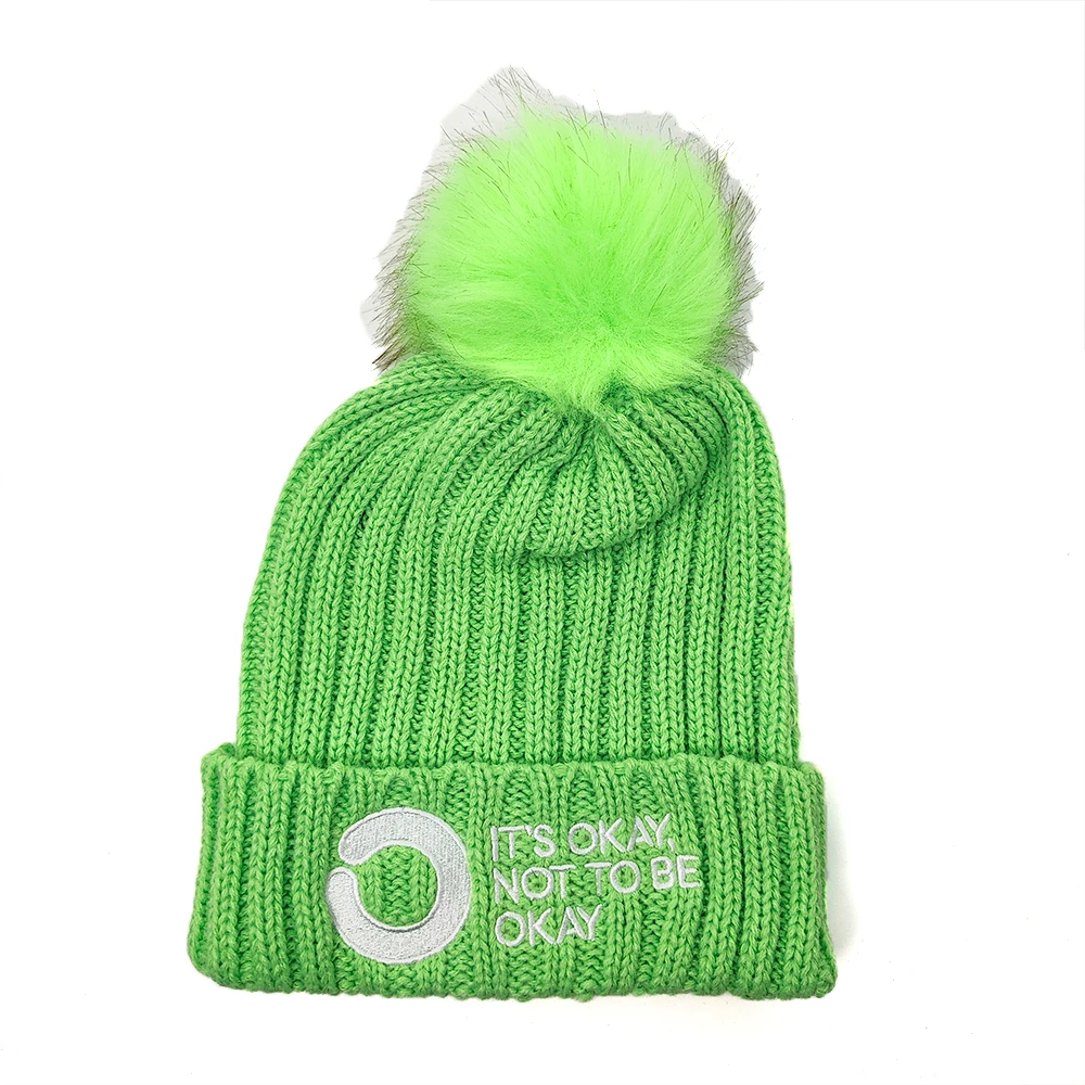 Manufacturers Wholesale Custom New Style 100% Acrylic Beanie Hat For women with colorful pom pom