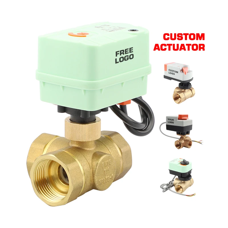 OEM Customizable 3-Way Brass Water Valve Solenoid Electric Control Device Ball Structure General Application Power Pipe Diverter