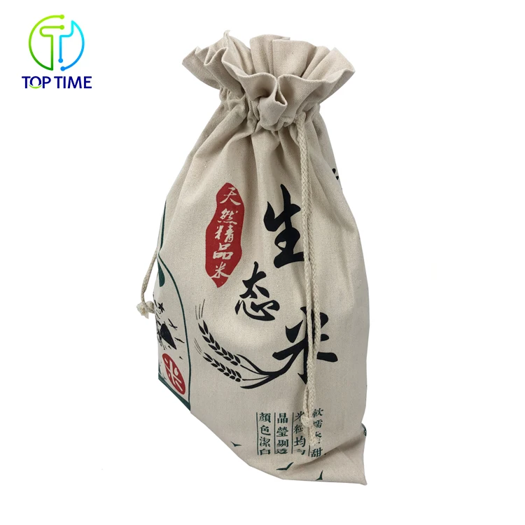 Wholesale Flour Soybean Rice Grain Canvas Cotton Drawstring Bags