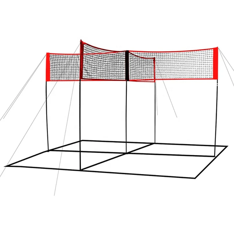 foldable 4 player badminton and volleyball net using outdoor on travel