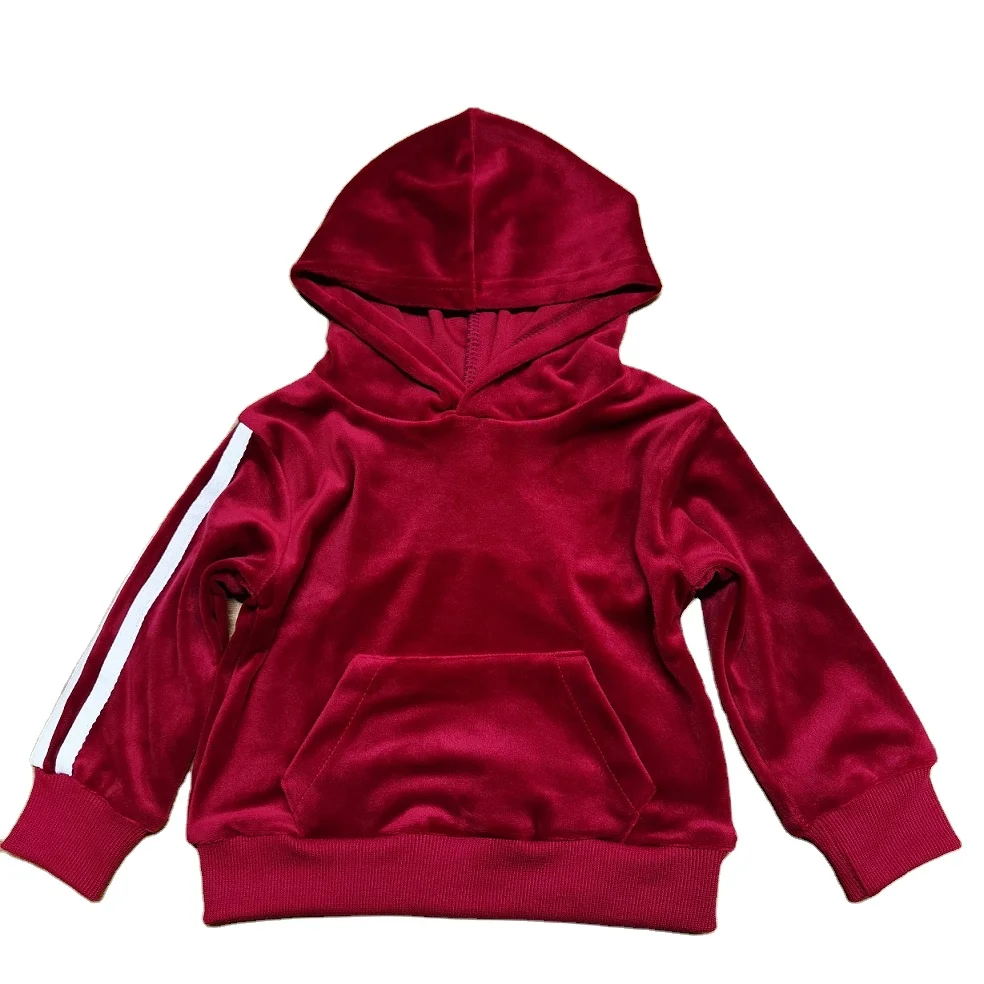 
latest baby leisure gold velvet causal 2 pcs clothes sets girls solid hooded+baby trouser 