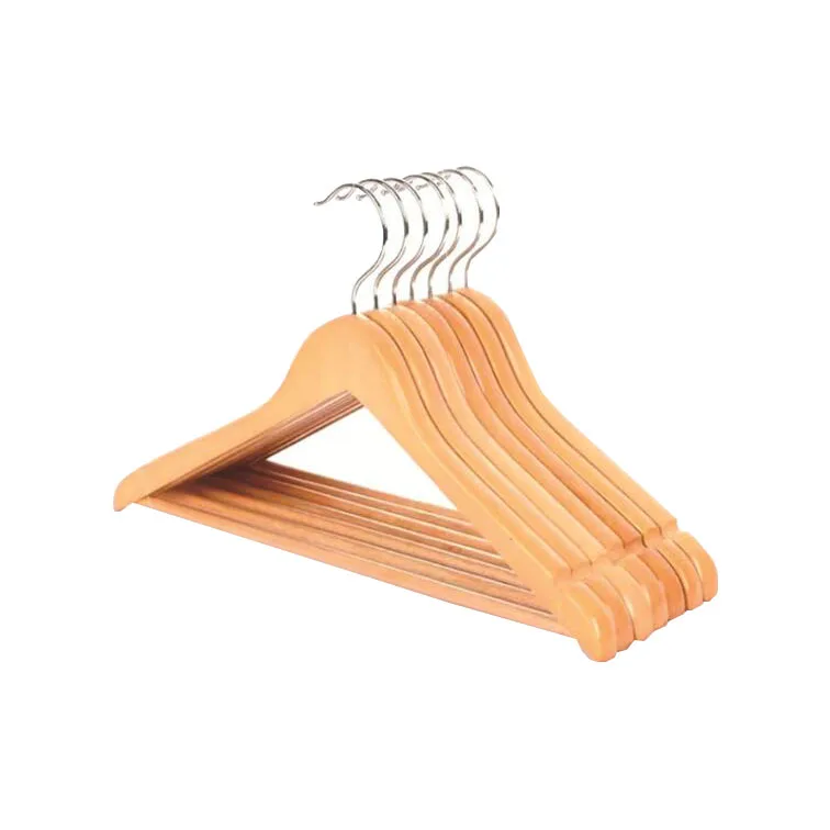 Solid Maple Wood Clothes Hanger High-grade Raw Wooden Pants Set with Clips