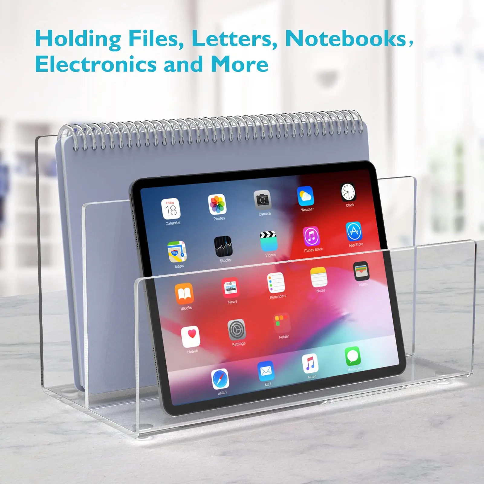 Yageli Wholesale Clear Acrylic Magazine File Holder Desk Organizers and Accessories Book Stand Rack for Office Organization