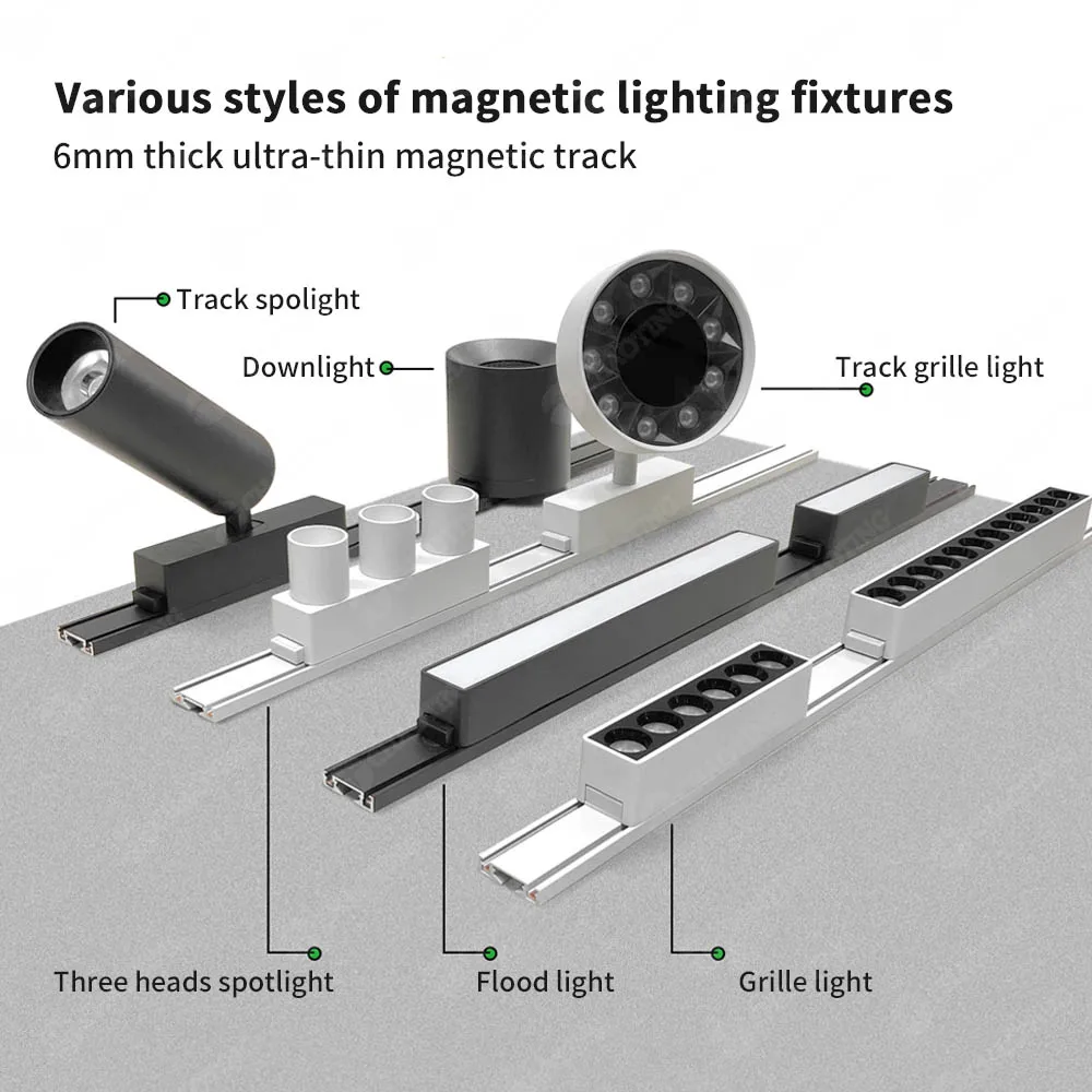 Led Tracklight Supplier Black White Color Adjustable 360 Cob Track Light Focus Light In Dimmable 30W Led Track Lighting System