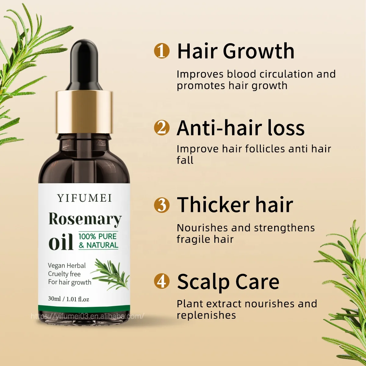 Wholesale Organic Rosemary Anti Hair Loss Fall And Hair Regrowth Growth Treatment Oils