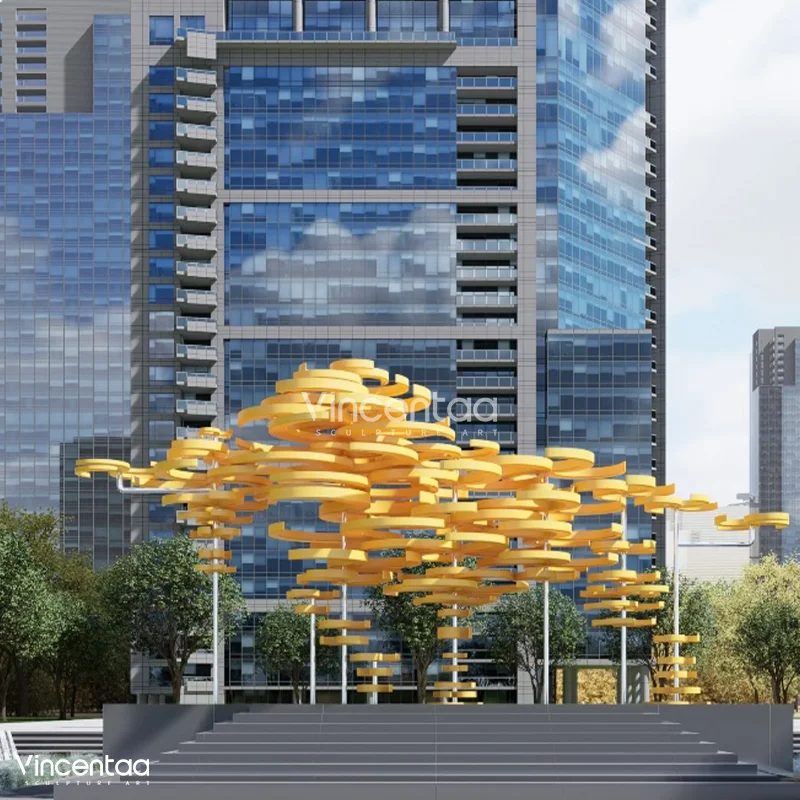 Vincentaa Modern Art Yellow Spiral Art Sculpture Public Square Park Art Sculpture