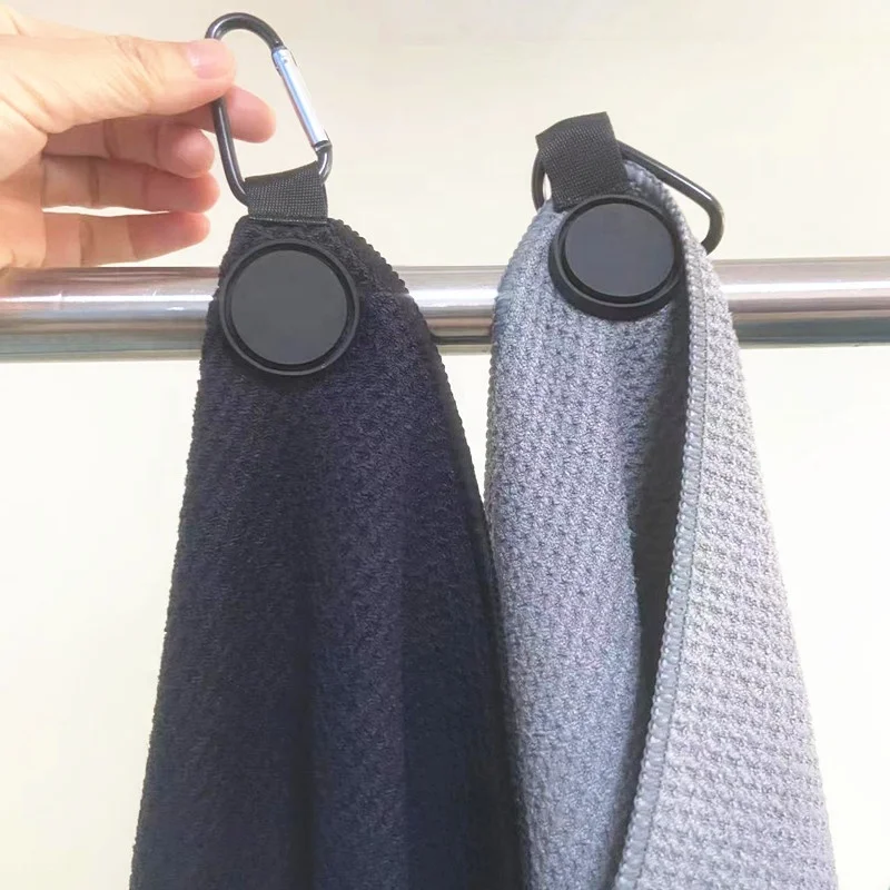 Custom Logo Microfiber Waffle Towel with Grommet and Look Golf Towel Magnet
