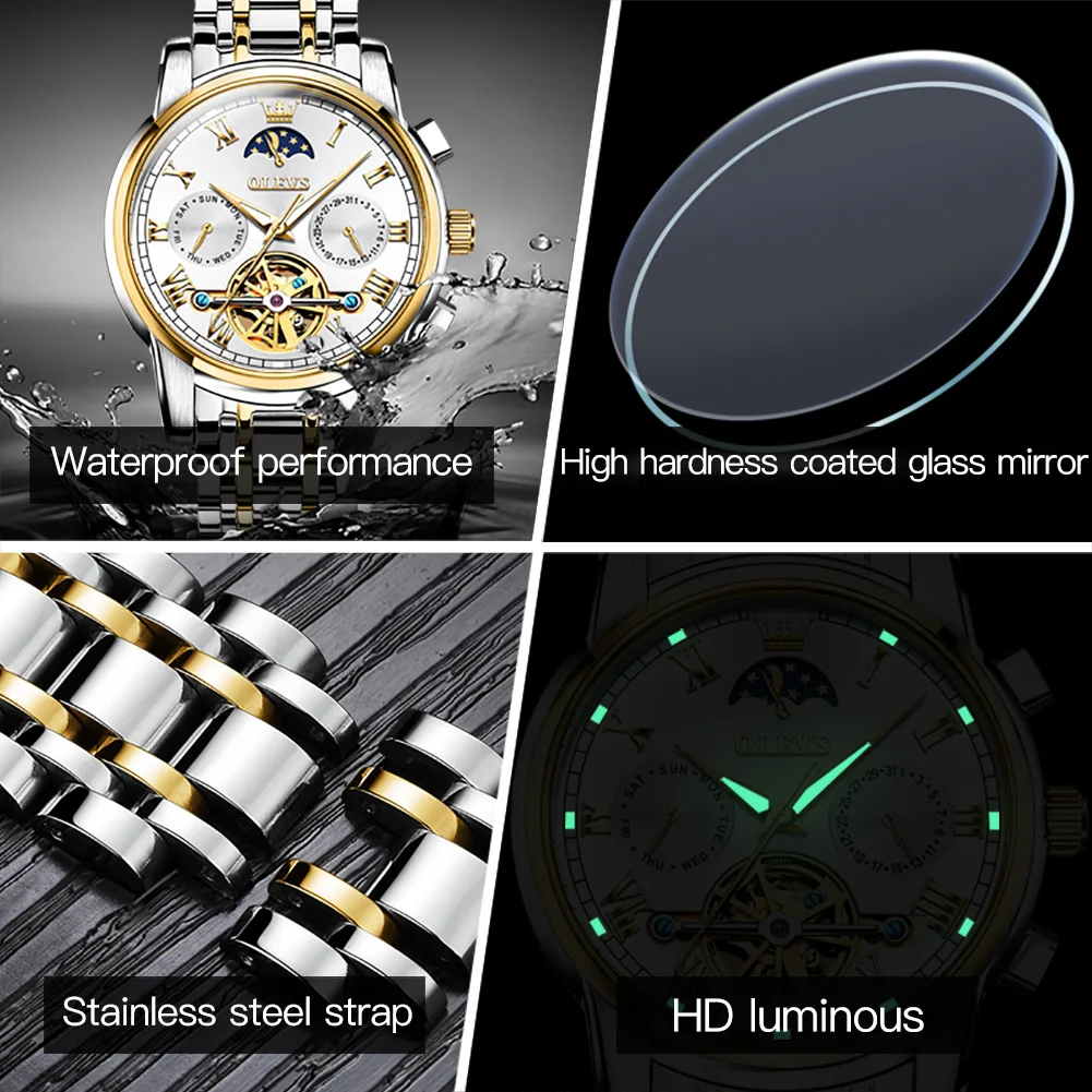  Мужские наручные часы OLEVS 6617 автоматические механические Montre Homme модные деловые