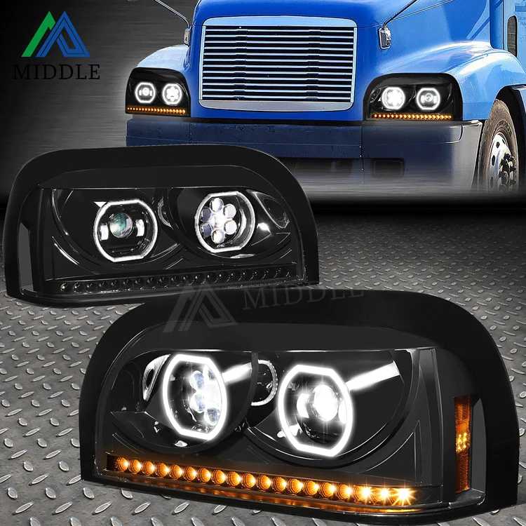 NEW ARRIVAL AMERICAN TRUCK LED DRL WITH SEQUENTIAL SIGNAL BLACK STYLE HEADLIGHT FOR 1996-2010 FREIGHTLINER CENTURY