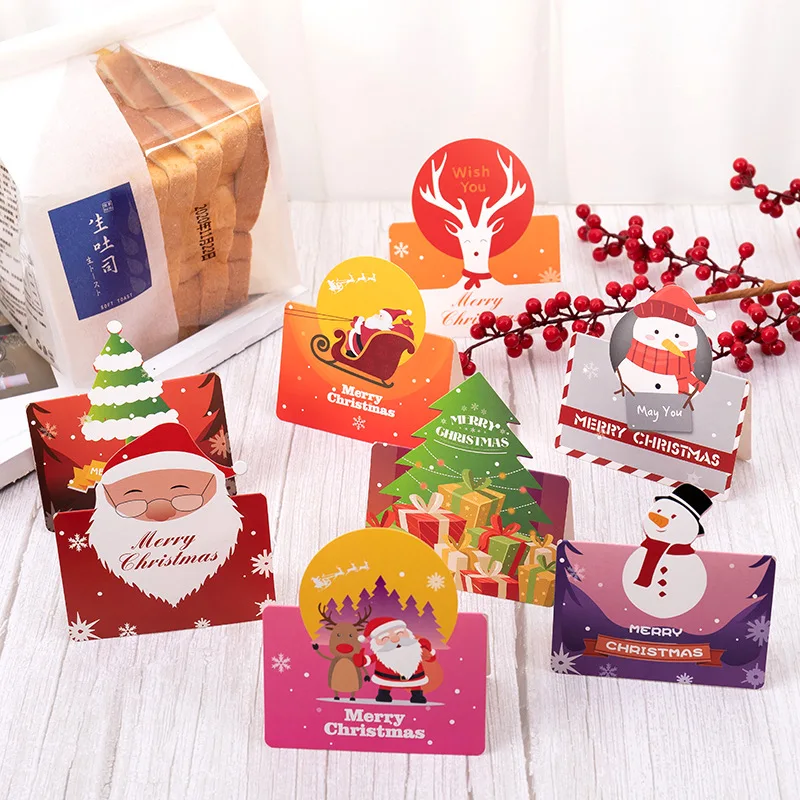 Cheap 2024 Merry Christmas Decoration Cards 9.5x7cm funny business Santa Claus Greeting cards for Gift