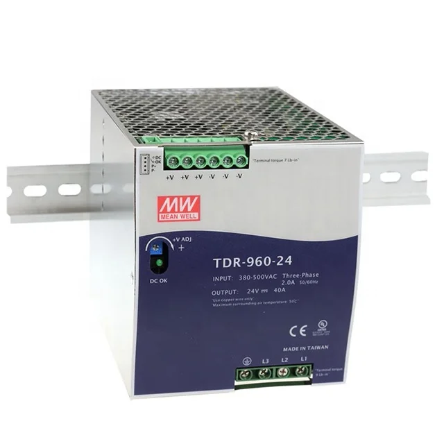 Original MEAN WELL TDR-960-24 960W Three Phase Industrial DIN RAIL with PFC Function