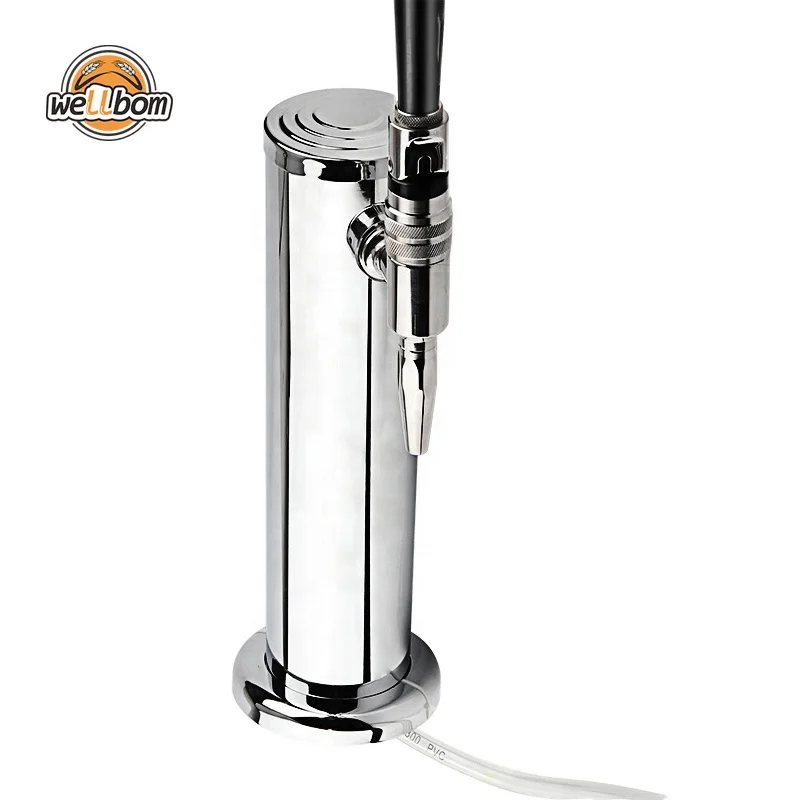 One Tap Chrome plated Beer Tower with Stainless Steel Nitrogen Nitro Tap Draft Beer Dispensing Homebrew Bar accessories