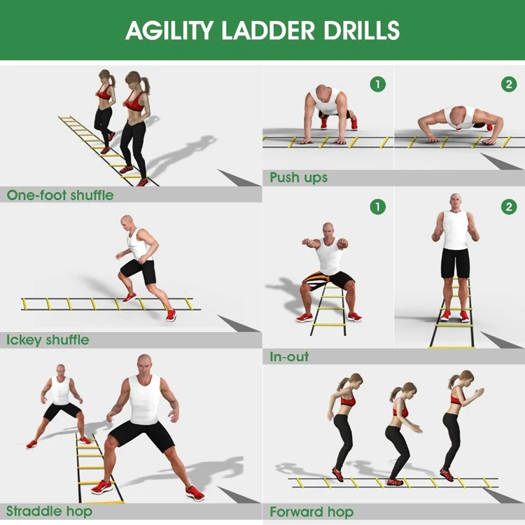 Fitness Soccer Football Speed Ladder Equipment 12 Rung Football Sport Speed Training Agility Ladder Set