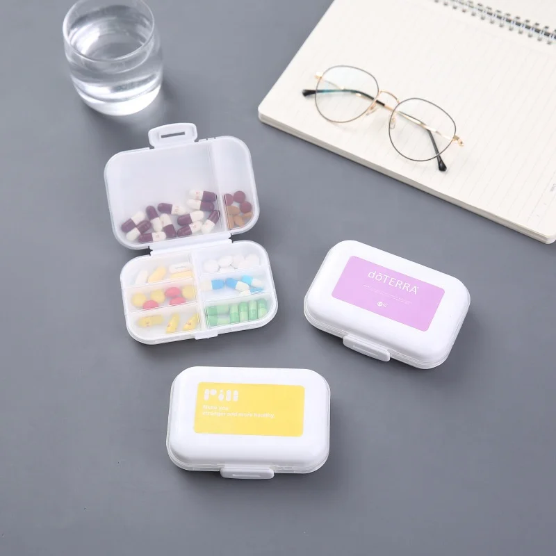 Portable Medicine Box 8-Grid Travel Tablet Pill Packing Box Plastic Sealed Medicine Storage Box Customization