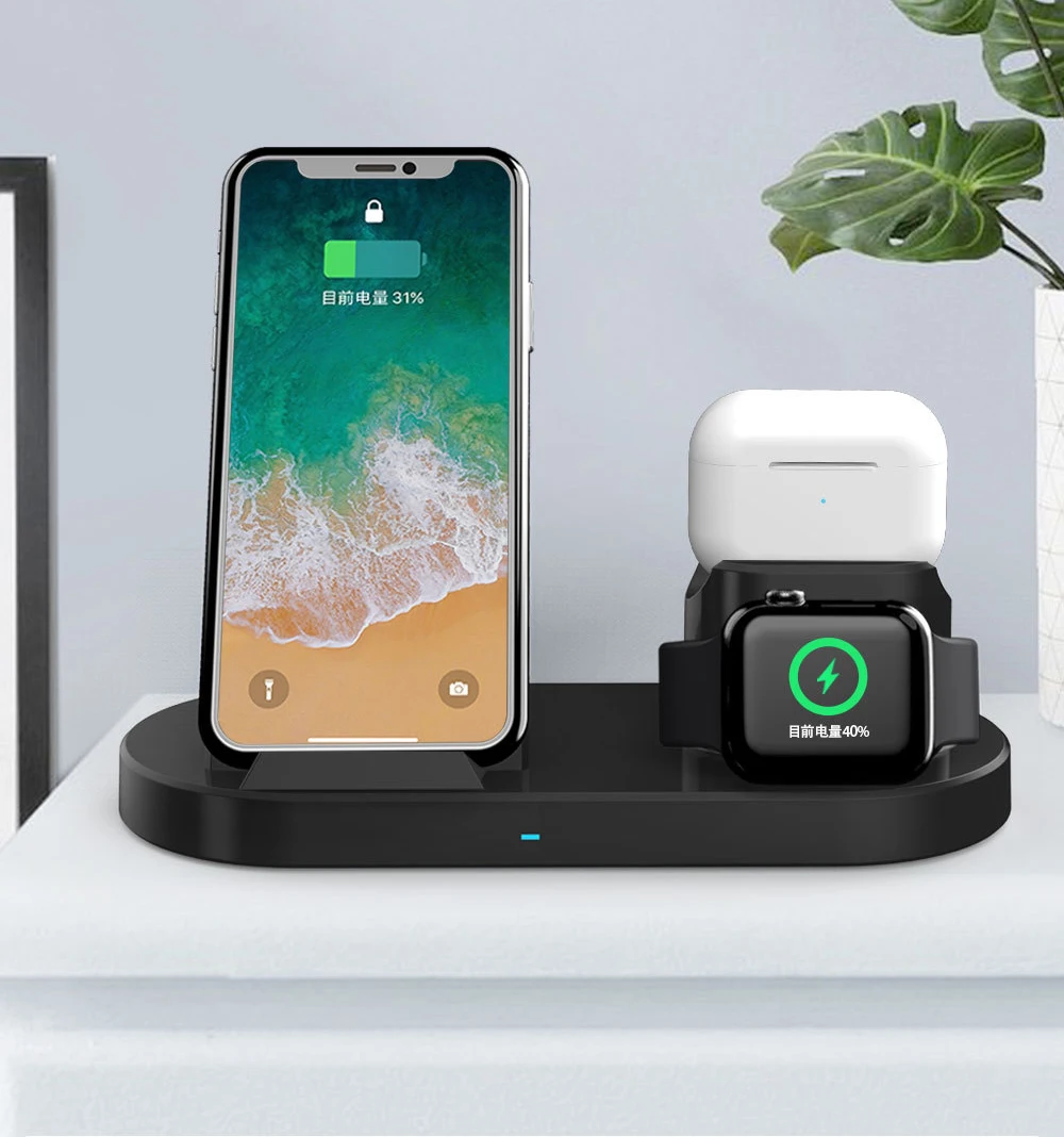Лидер продаж 2020, 3 в 1, держатель для телефона, портативное быстрое зарядное устройство Qi, беспроводная зарядная площадка для телефонов Android