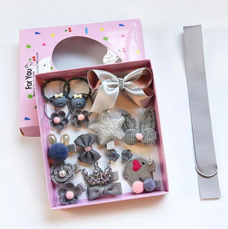 Girls gift box sets clip baby hairpins kids hair accessories crown bows barrettes for children