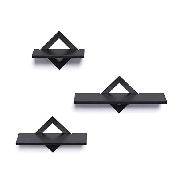 Black Floating Shelves for Wall, Wall Shelves Set of 3, Wall Mounted Shelves for Bedroom Hallway Office Living Room