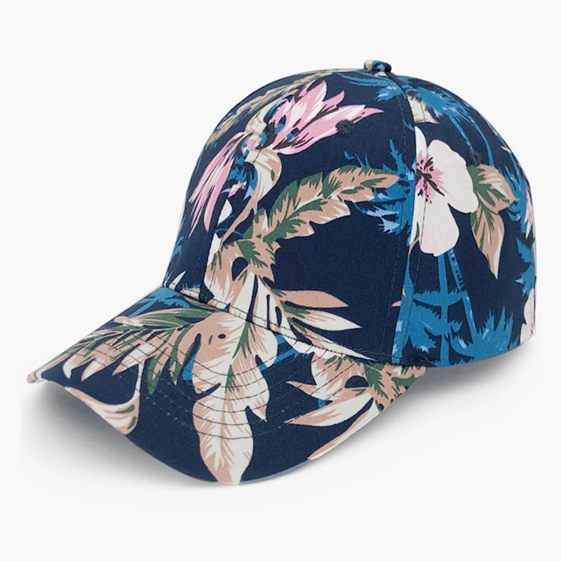 Customized Vintage Hawaiian Rainbow pretty Baseball Adjustable Cap Full Multicolor Printing Logo Running summer Rose beach Hats