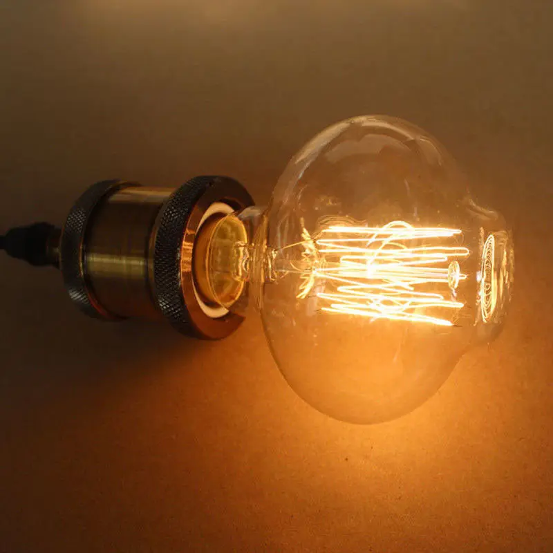 Indoor lighting decoration e26 e27 b22 amber vintage edison light bulb 40w squirrel cage tungsten filament light bulbs L80 lamp