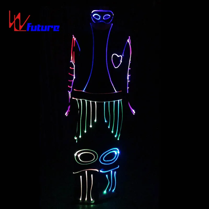 Unisex Adult Fluorescent Fiber Optic Dance Dresses Luminous Stage Wear with Programmable LED Performance Wear for Girls Boys