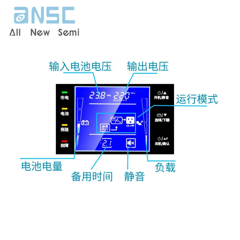 High frequency online 1KVA/900W anti power outage silent backup stabilized power supply UPS uninterruptible power supply