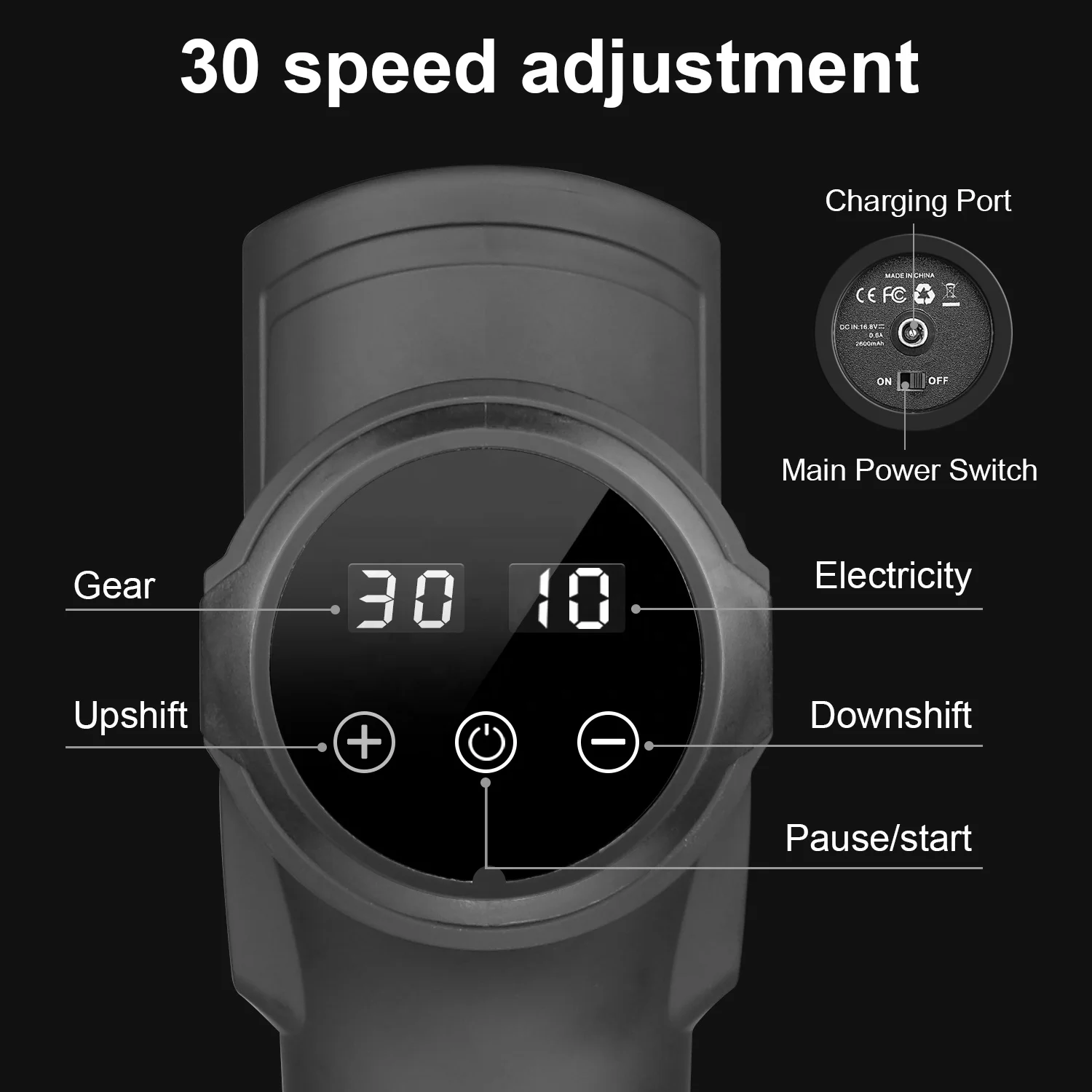 2022 Новое поступление 2500 мАч литиевая батарея 30 скоростей Портативный Массажный пистолет Мощный дешевый китайский массажный пистолет на заказ для Atheletes