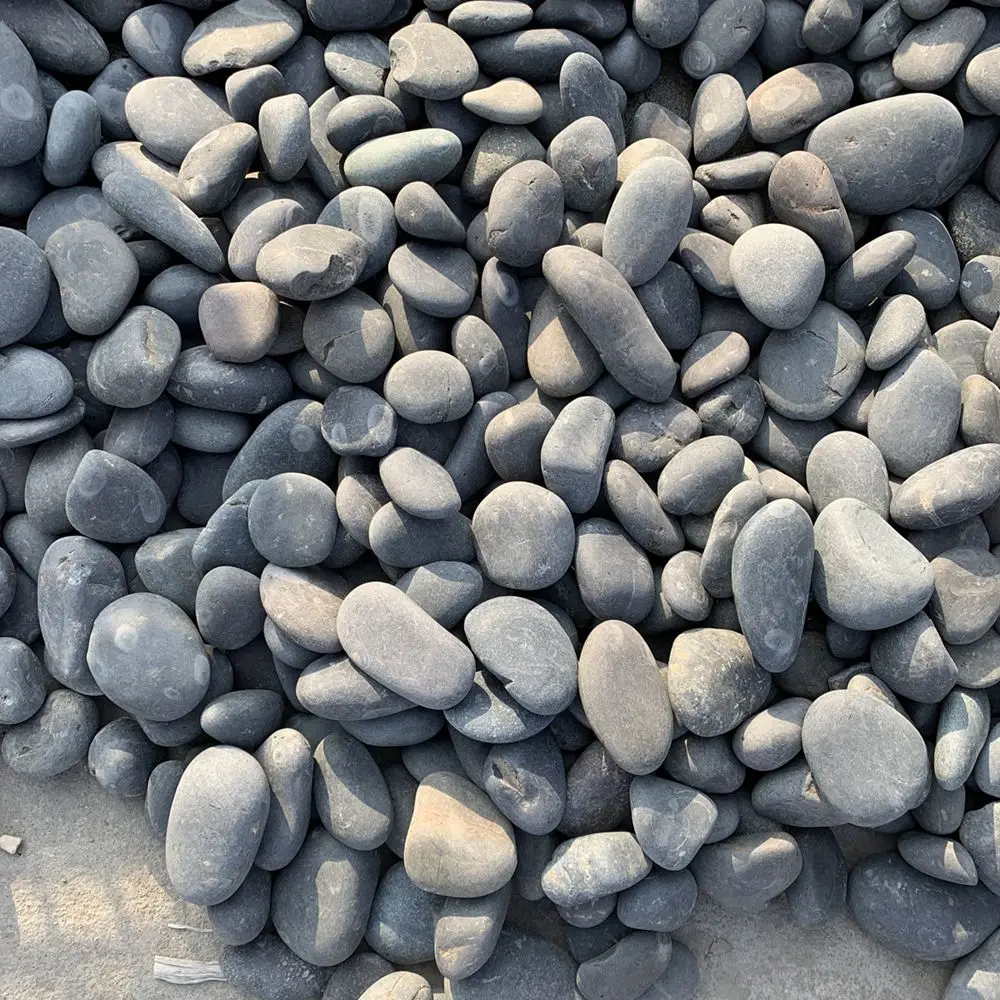 High quality factory cheap garden decoration honed tumble white washed cobble pebble stones grey for sale