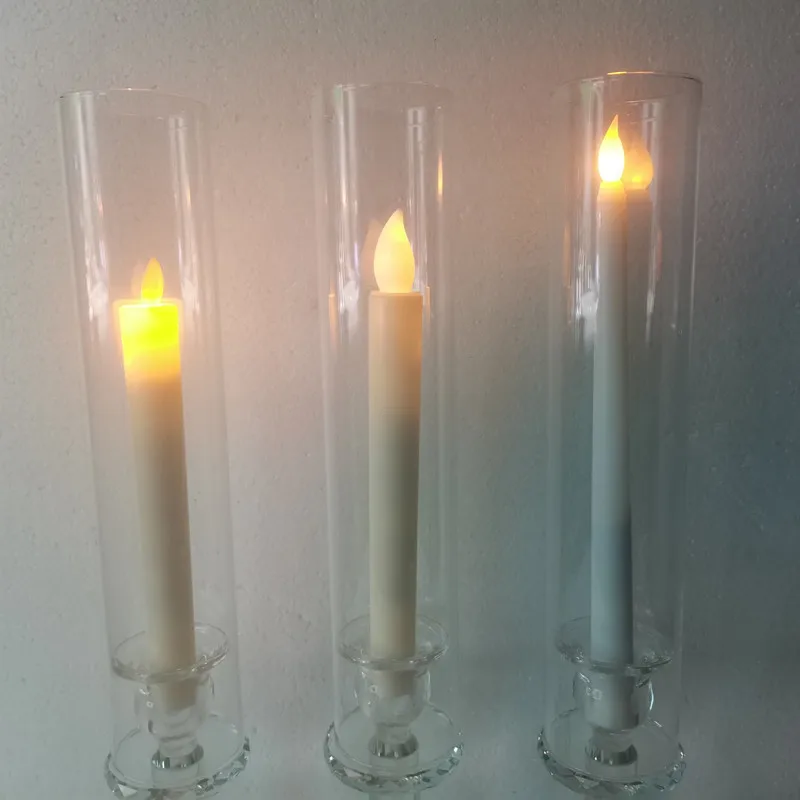 Single-head Straight-rod Glass Crystal Candle Holder Set NordicTea Light Pillar Vintage Candle Holder Wedding Events Decorative