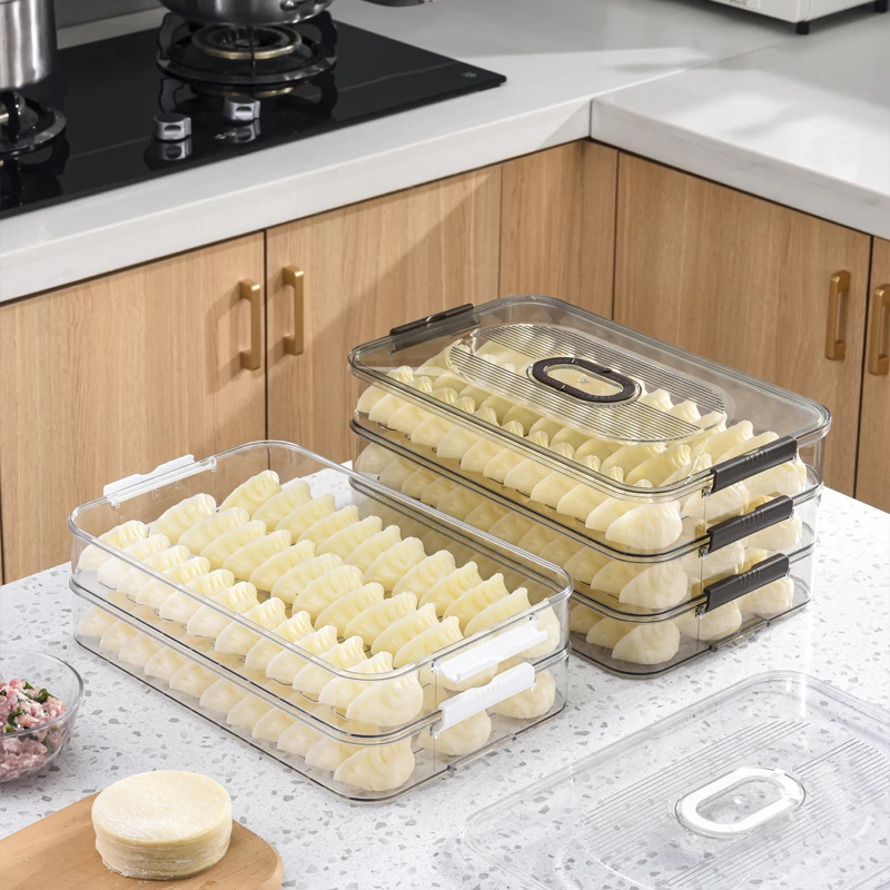 Multi-Layer Transparent Dumpling Box Refrigerator Keep Fresh Storage Box dumpling box storage container with lid for fresh