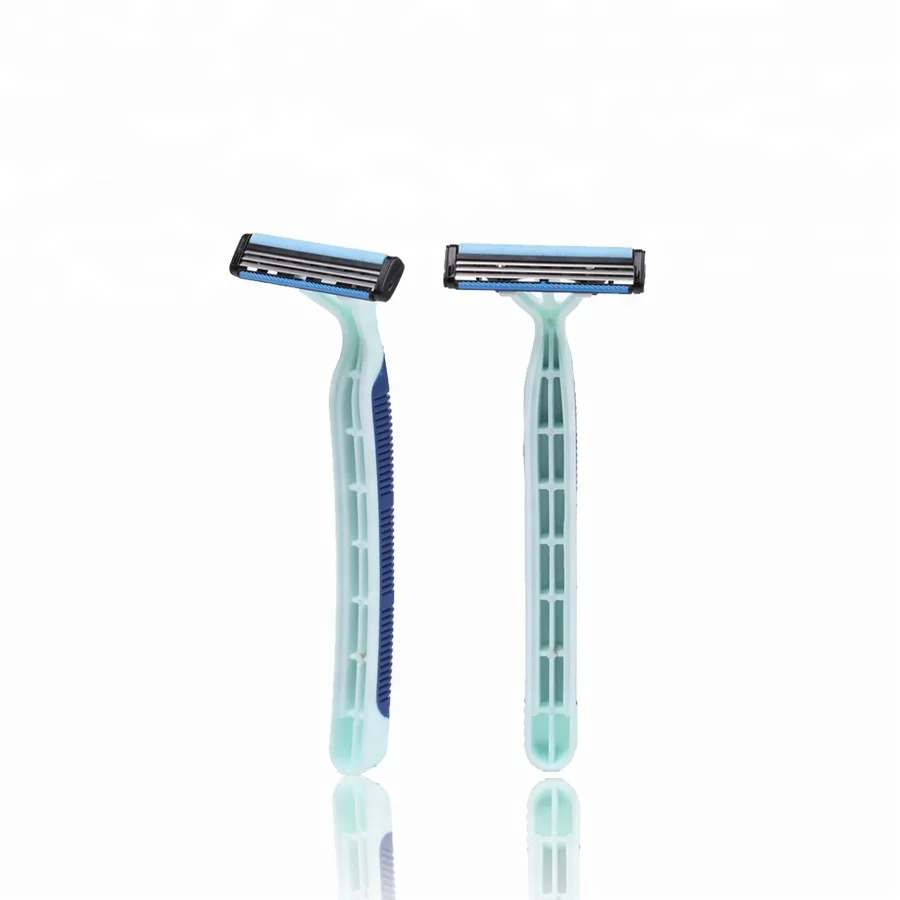 Disposable razor shaving two piece blister  triple blade shaving razor
