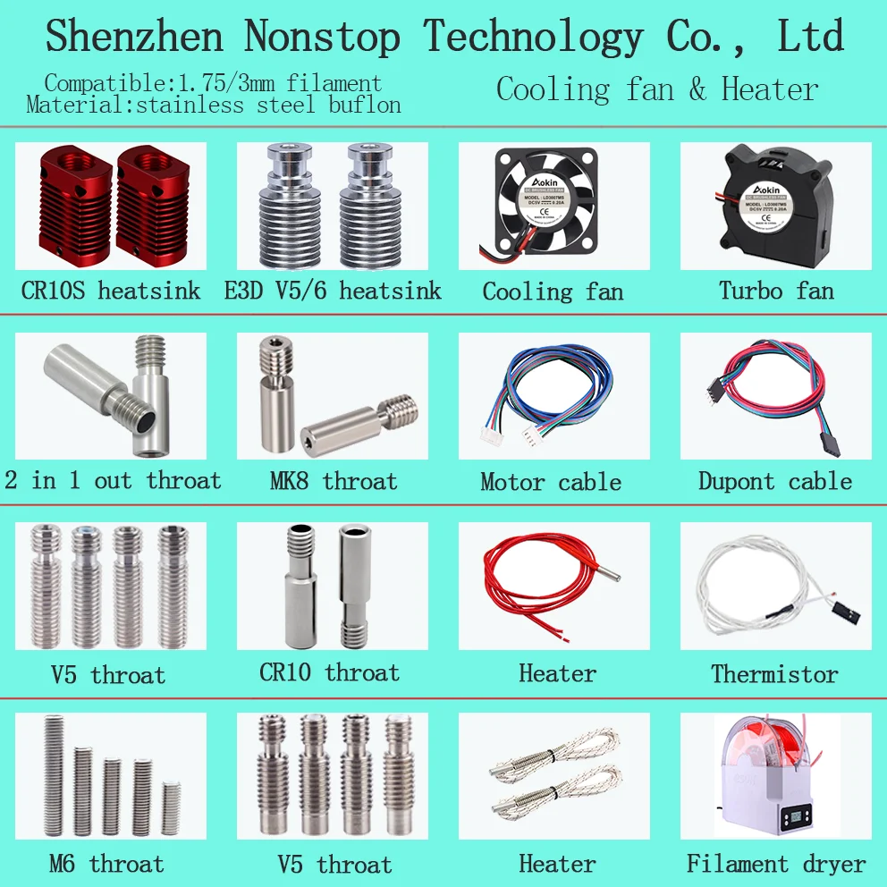 Printer Spare Parts 3d Printing Accessories Kit  3d Printer extruder 3d Printer parts