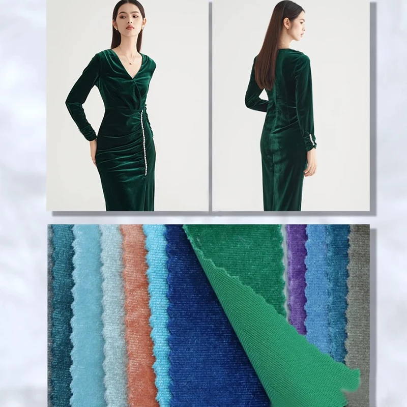 Fashion design Korean velvet 92% polyester textile fabric for women uniforms dress