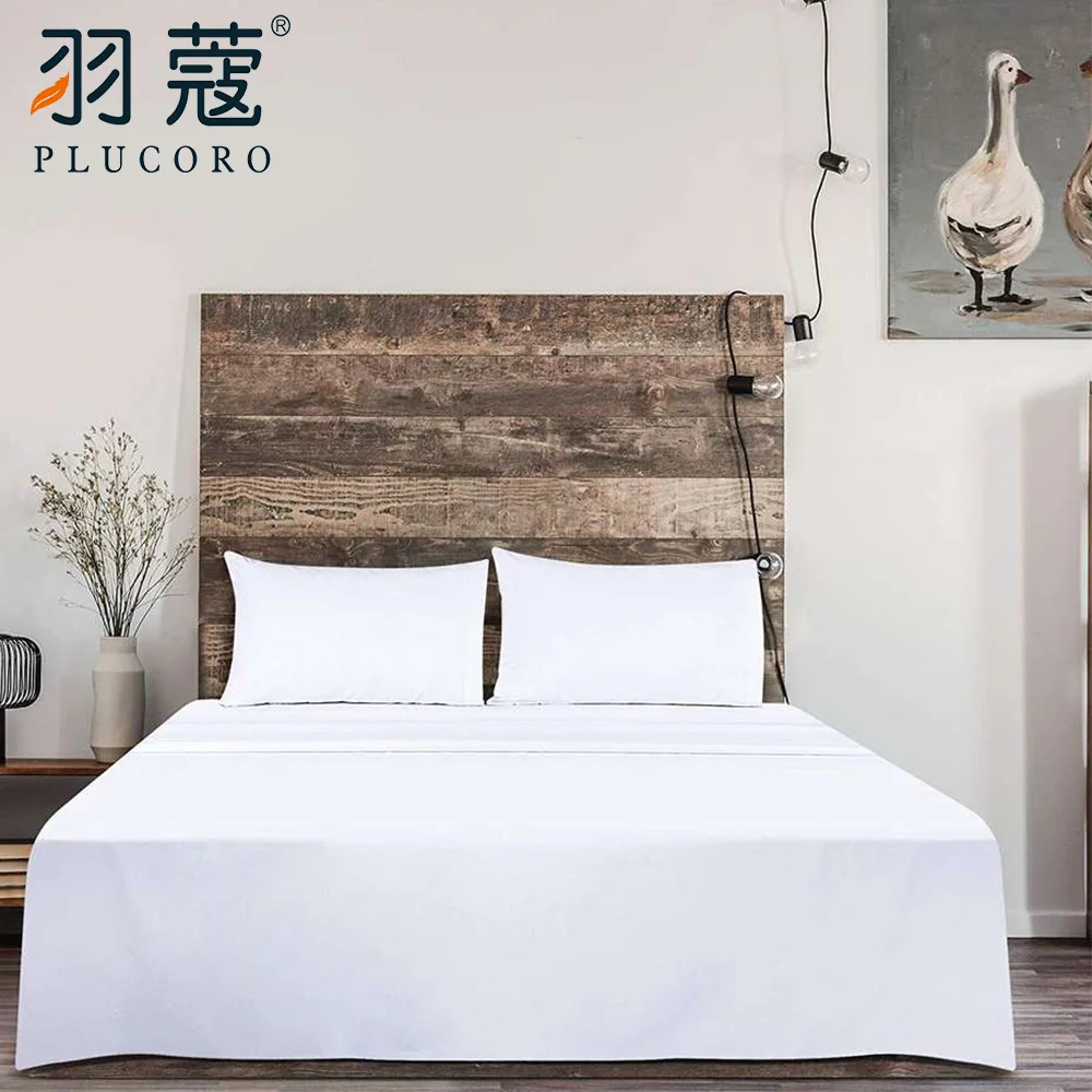 5 Star Hotel Linen White Luxury 100% Egyptian Cotton Plain Sateen Hotel Bedding Set