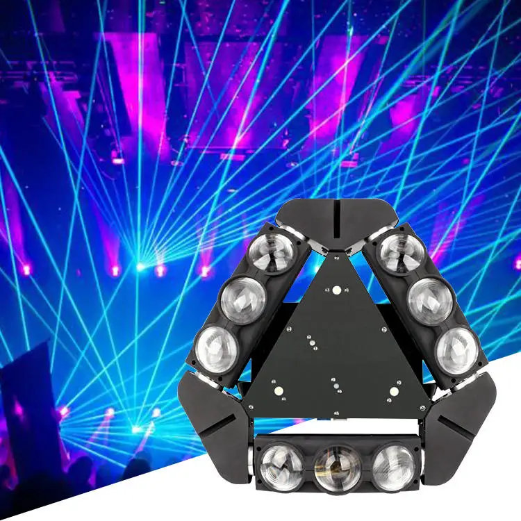 Stage lighting equip laser 3w*9pcs beam Triangle 4 in 1 RGBW 9 head laser led moving head light