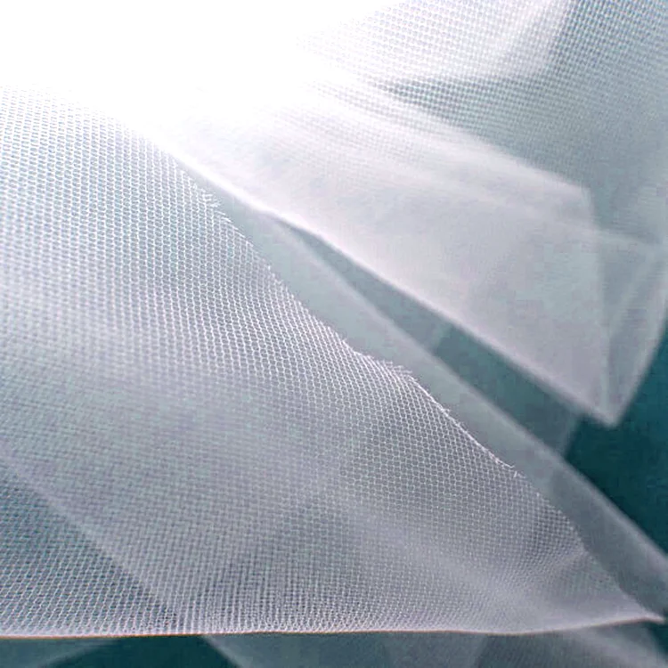 100% 20D Nylon Transparent Knit Net Mesh Soft English Tulle White Wedding Gown Dress Veil Illusion Roll Tulle Bordado Fabric