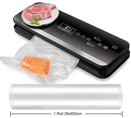 Electric Intelligent Automatic Food Vacuum Sealer 220V with Dry Moist Mode Built-in Cutter Plastic Material for Household Use
