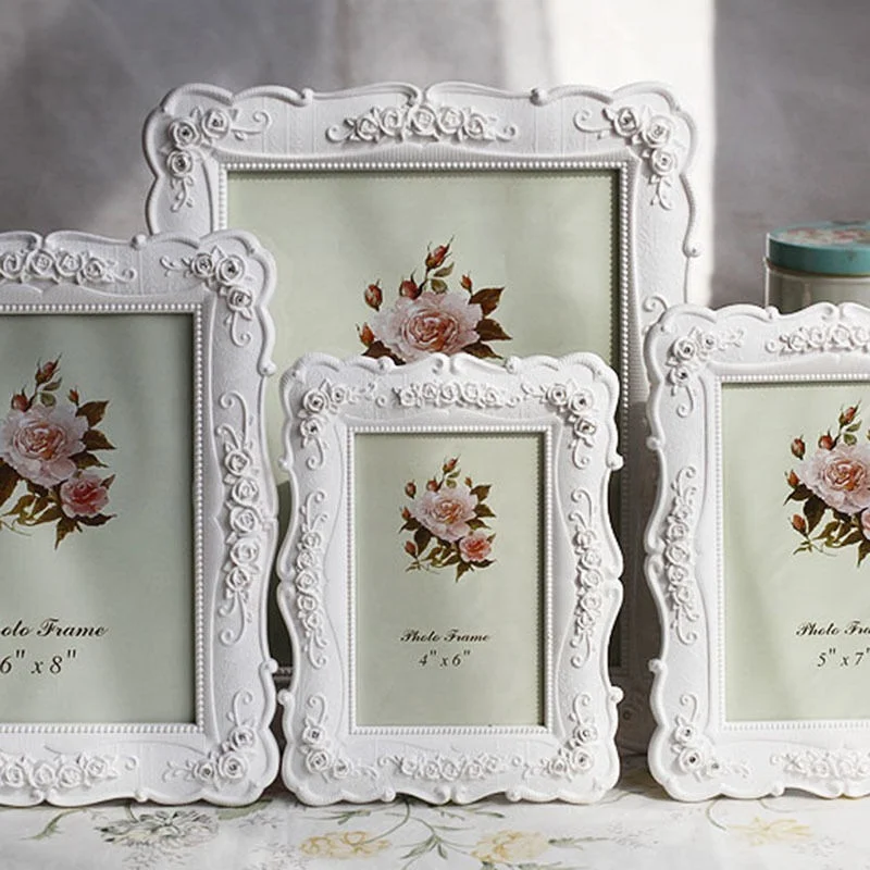 6 inch 7 inch white rose ABS resin photo frame beautiful photo frame wholesale