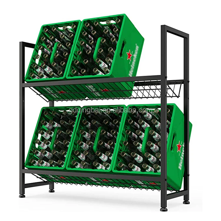 Custom Metal Beverage Crate Display Rack Beverage Crates Bottle Shelf Brand Beverage Crate Rack Display Stand