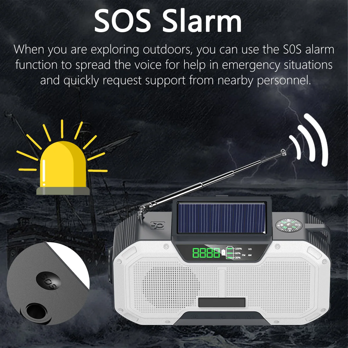 Multi Band Amazon kaito voyeger radio solar generator noaa radio 5000mah sos alarm radio speaker