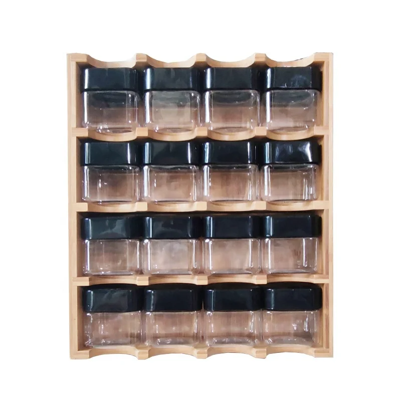16 Cube Spice Jar Bamboo Wooden Spice Rack Organizer