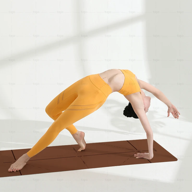 High Quality Natural Rubber Yoga Mat with Body Lines Eco Friendly Absorb Sweat Anti-slip PU Rubber Yoga Mat Custom Service