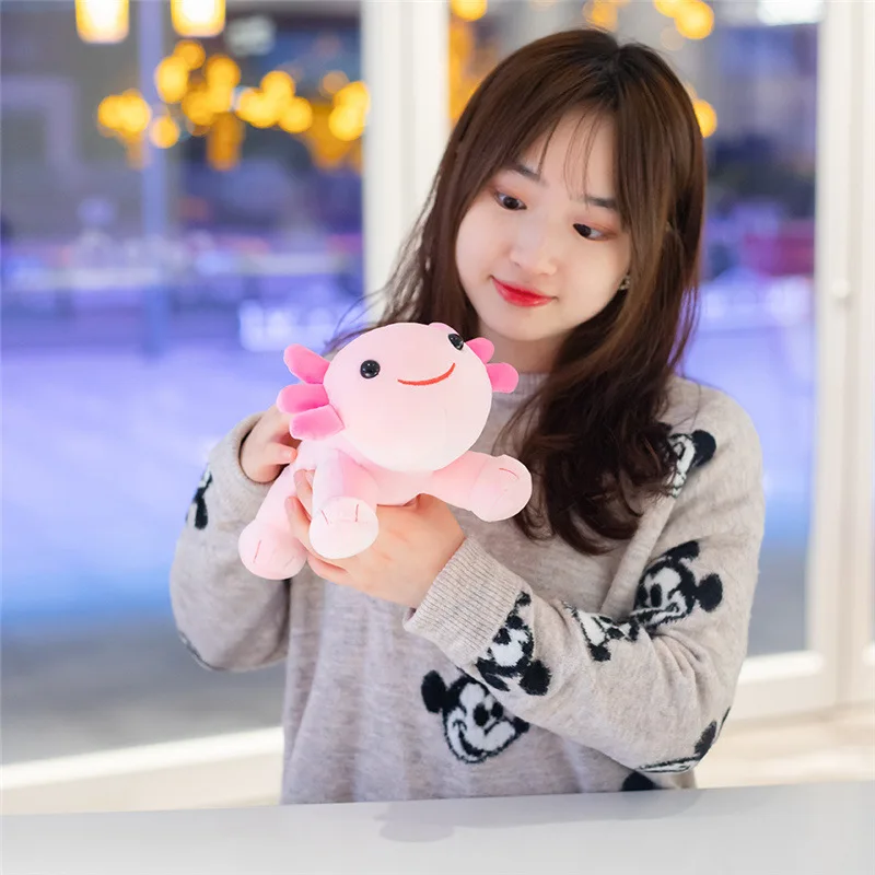 20cm Simulation Axolotl Plush Toy Stuffed Pink Salamander Fish Soft Lizard Creepy Plushie Toys Animal Dolls
