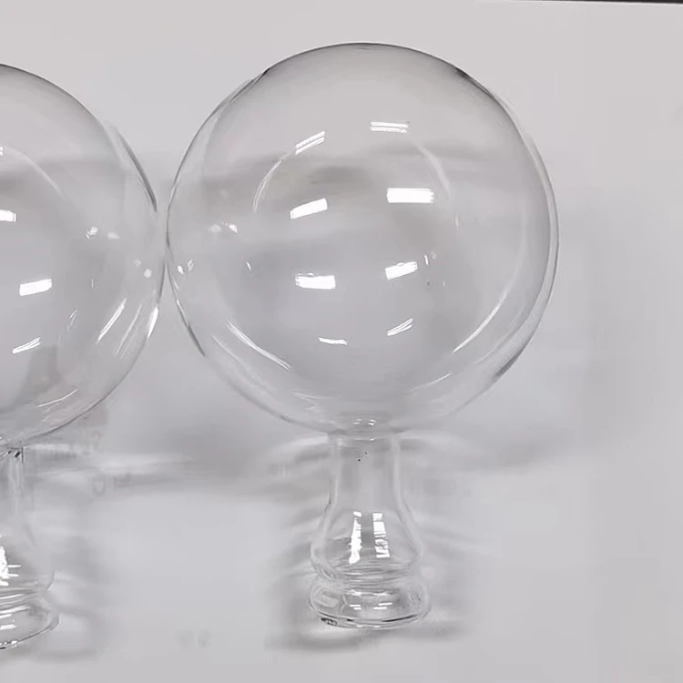 8cm 80mm clear transparent glass christmas ball with long neck