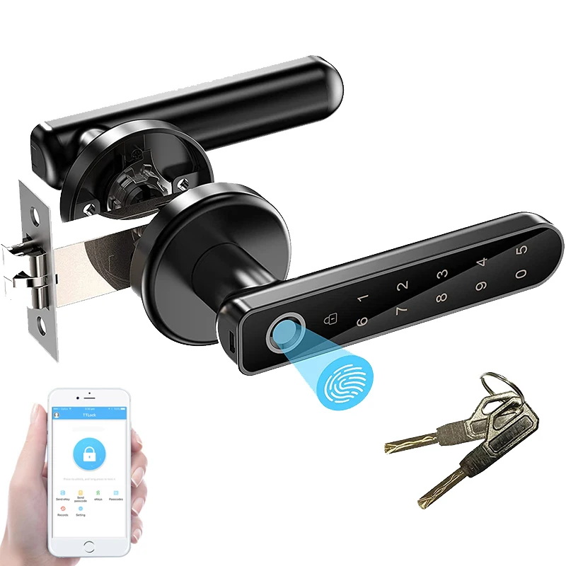 TTlock smart bluetooths push and pull smart key smartlock digital room door lock with touch screen keypad safety security unlock