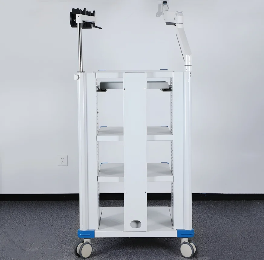 High Quality Endoscopic White Medical Instrument Trolley Aluminium Heavy Duty Medical Furniture Equipment Clinic Wheels Trolley