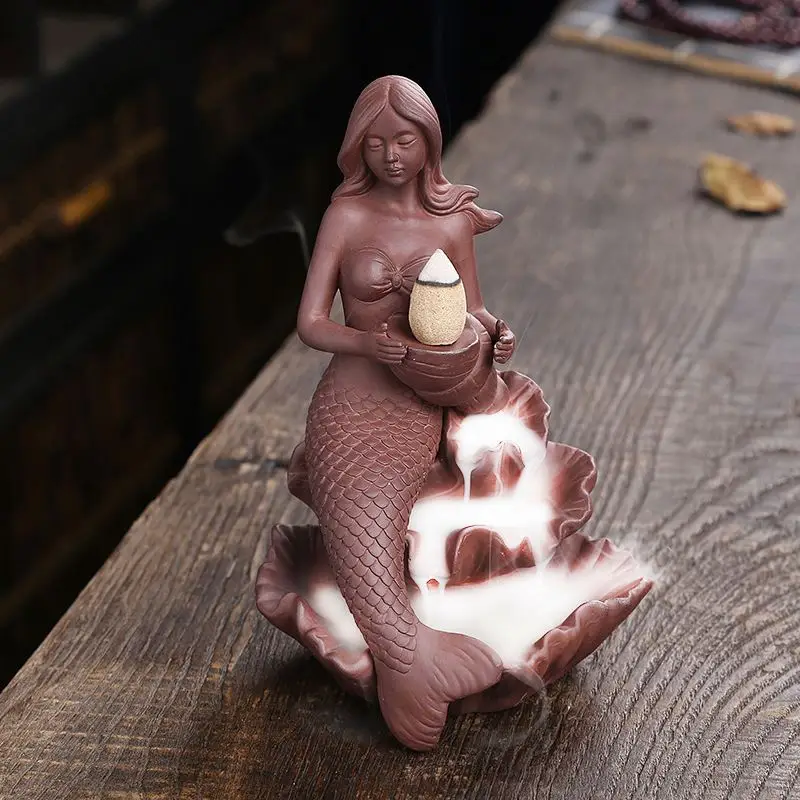 Ceramic tabletop dragon backflow incense burner dragon porcelain holder smoke backflow incens burn