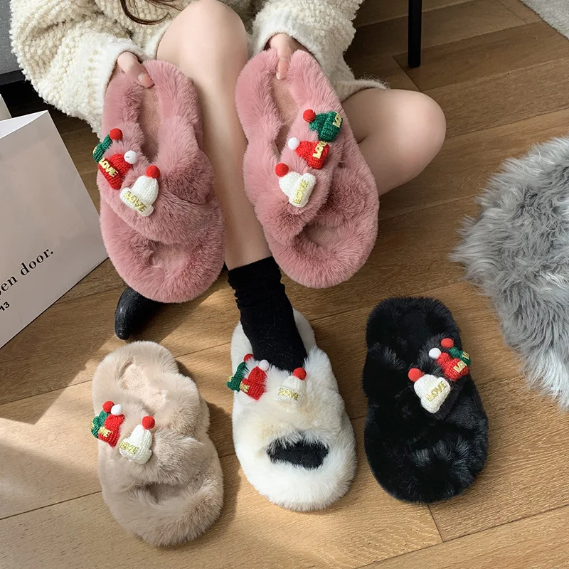 Fashion Plush Slippers High Quality Indoor Christmas Slipper Lovely Slipper Soft Plush