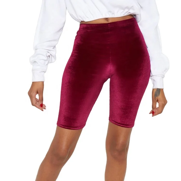 Высококачественные сексуальные плотные бархатные женские велосипедные шорты с высокой талией